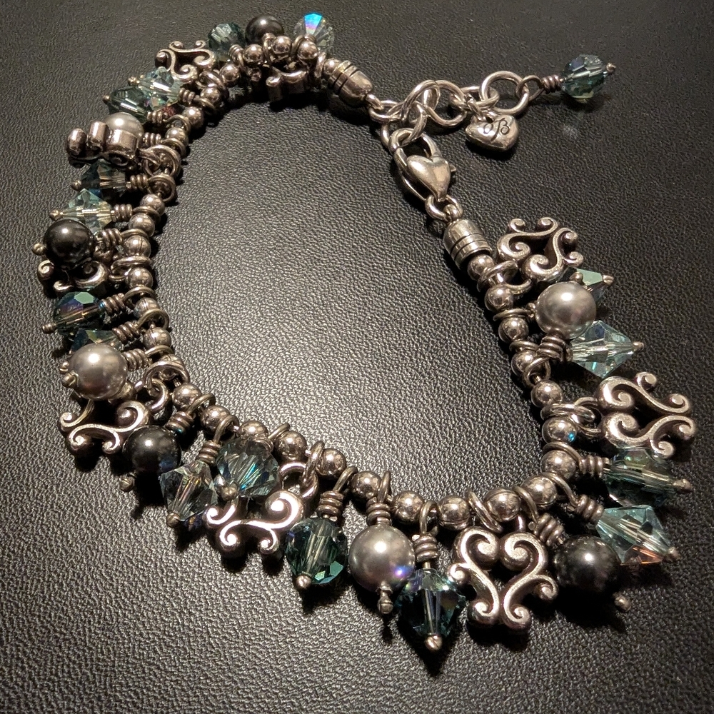 Brighton Elegant Silver and Black Beaded Bracelet